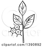 Clipart Of A Sketched Dark Gray Plant And Structure Royalty Free Vector Illustration