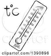 Poster, Art Print Of Sketched Dark Gray Thermometer