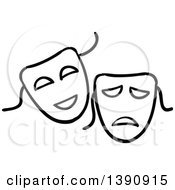 Poster, Art Print Of Sketched Black And White Theater Masks