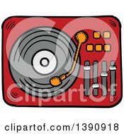 Sketched Lp Vinyl Record Player