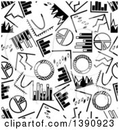 Poster, Art Print Of Seamless Background Pattern Of Black And White Charts And Graphs