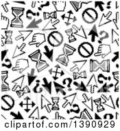 Poster, Art Print Of Seamless Background Pattern Of Black And White Pixelated Cursors