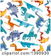 Seamless Background Pattern Of Dinosaurs