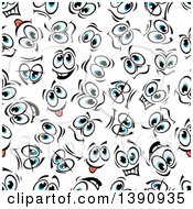 Poster, Art Print Of Seamless Background Pattern Of Faces With Blue Eyes