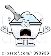 Poster, Art Print Of Cartoon Scared Plain Yogurt Mascot Character