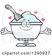 Cartoon Loving Plain Yogurt Mascot Character Wanting A Hug