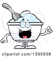 Clipart Of A Cartoon Smart Plain Yogurt Mascot Character With An Idea Royalty Free Vector Illustration by Cory Thoman