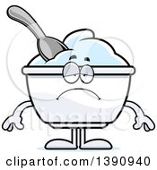 Clipart Of A Cartoon Sad Plain Yogurt Mascot Character Royalty Free Vector Illustration by Cory Thoman
