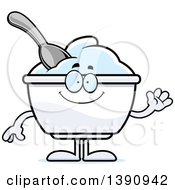 Cartoon Friendly Waving Plain Yogurt Mascot Character