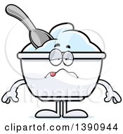 Clipart Of A Cartoon Sick Plain Yogurt Mascot Character Royalty Free Vector Illustration by Cory Thoman