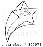 Poster, Art Print Of Cartoon Black And White Lineart Mad Shooting Star Mascot Character