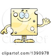 Cartoon Friendly Waving Swiss Cheese Mascot Character