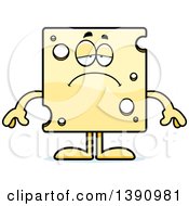 Cartoon Sad Swiss Cheese Mascot Character