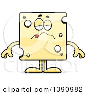 Cartoon Sick Swiss Cheese Mascot Character