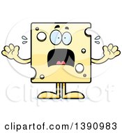 Cartoon Scared Swiss Cheese Mascot Character