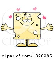 Poster, Art Print Of Cartoon Loving Swiss Cheese Mascot Character Wanting A Hug