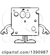 Poster, Art Print Of Cartoon Black And White Lineart Surprised Swiss Cheese Mascot Character