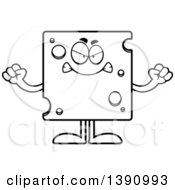 Poster, Art Print Of Cartoon Black And White Lineart Mad Swiss Cheese Mascot Character