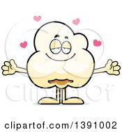 Clipart Of A Cartoon Loving Popcorn Mascot Character Wanting A Hug Royalty Free Vector Illustration