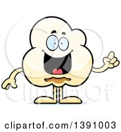 Clipart Of A Cartoon Smart Popcorn Mascot Character With An Idea Royalty Free Vector Illustration
