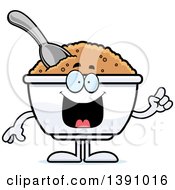 Cartoon Smart Bowl Of Oatmeal Mascot Character With An Idea