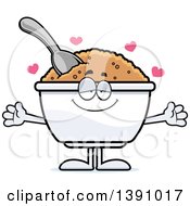 Poster, Art Print Of Cartoon Loving Bowl Of Oatmeal Mascot Character Wanting A Hug