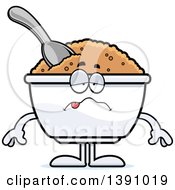 Cartoon Sick Bowl Of Oatmeal Mascot Character