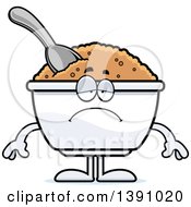 Cartoon Depressed Bowl Of Oatmeal Mascot Character