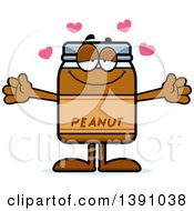 Cartoon Loving Peanut Butter Jar Mascot Character Wanting A Hug