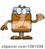 Cartoon Friendly Waving Peanut Butter Jar Mascot Character