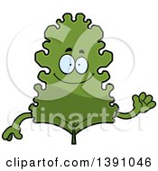 Cartoon Friendly Waving Kale Mascot Character