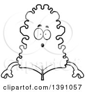 Clipart Of A Cartoon Black And White Lineart Surprised Kale Mascot Character Royalty Free Vector Illustration