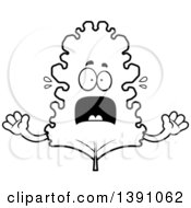 Clipart Of A Cartoon Black And White Lineart Scared Happy Kale Mascot Character Royalty Free Vector Illustration