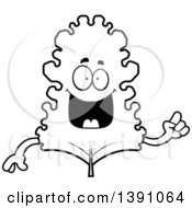 Poster, Art Print Of Cartoon Black And White Lineart Friendly Waving Kale Mascot Character