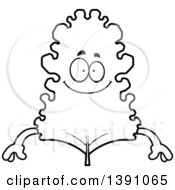 Clipart Of A Cartoon Black And White Lineart Happy Kale Mascot Character Royalty Free Vector Illustration by Cory Thoman