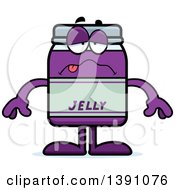 Clipart Of A Cartoon Sick Grape Jam Jelly Jar Mascot Character Royalty Free Vector Illustration