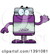 Cartoon Friendly Waving Grape Jam Jelly Jar Mascot Character