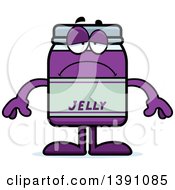 Clipart Of A Cartoon Depressed Grape Jam Jelly Jar Mascot Character Royalty Free Vector Illustration