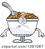 Poster, Art Print Of Cartoon Sick Bowl Of Corn Flakes Breakfast Cereal Character