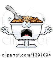 Poster, Art Print Of Cartoon Scared Bowl Of Corn Flakes Breakfast Cereal Character