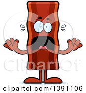 Clipart Of A Cartoon Scared Crispy Bacon Character Royalty Free Vector Illustration
