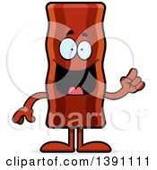 Clipart Of A Cartoon Crispy Bacon Character With An Idea Royalty Free Vector Illustration