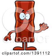 Cartoon Friendly Waving Crispy Bacon Character