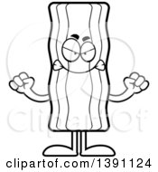 Cartoon Black And White Lineart Mad Crispy Bacon Character