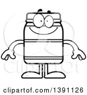 Cartoon Black And White Lineart Happy Jam Jelly Peanut Butter Or Honey Jar Mascot Character