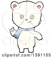 Clipart Of A Cartoon Teddy Polar Bear Wearing A Scarf Royalty Free Vector Illustration by lineartestpilot