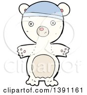 Clipart Of A Cartoon Polar Bear Wearing A Hat Royalty Free Vector Illustration by lineartestpilot