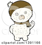 Clipart Of A Cartoon Polar Bear Wearing A Scarf Royalty Free Vector Illustration by lineartestpilot
