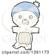 Clipart Of A Cartoon Polar Bear Wearing A Hat Royalty Free Vector Illustration by lineartestpilot