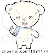 Poster, Art Print Of Cartoon Teddy Polar Bear Wearing A Scarf